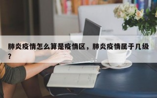 肺炎疫情怎么算是疫情区，肺炎疫情属于几级？